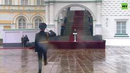 Putin receives a review of the presidential regiment in honor of his assumption of office as preside