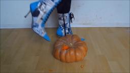 Jana crushes a pumpkin with her Stiletto London ankle boots trailer