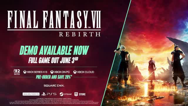 Final Fantasy 7 Rebirth (Nintendo Switch 2,Playstation 5 and X-Box) Available Now Demo Trailer Final Fantasy 7 Rebirth (Nintendo Switch 2,Playstation 5 and X-Box) Available Now Demo Trailer