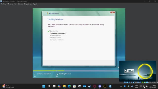 windows vista installing part 1