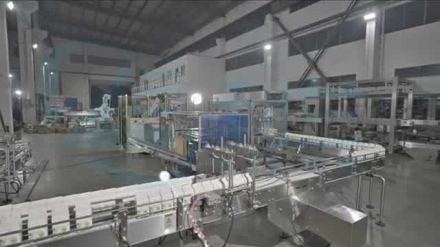 Complete robot case packing line for gable-top boxes #packingline #casepacker #factoryvideo #foryou