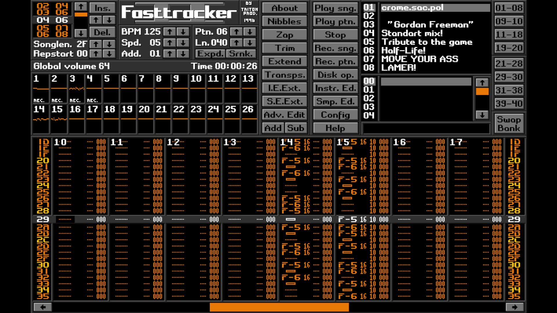 Gordan Freeman (Standart Mix) [FastTracker II .xm, 26ch]