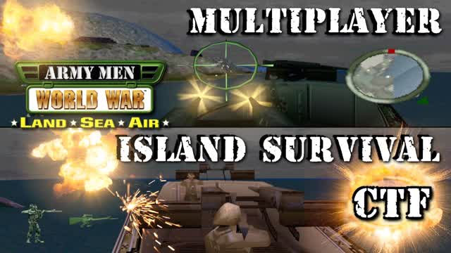 Army Men: World War: Land Sea Air - Multiplayer - Island Survival - CTF (PSX)