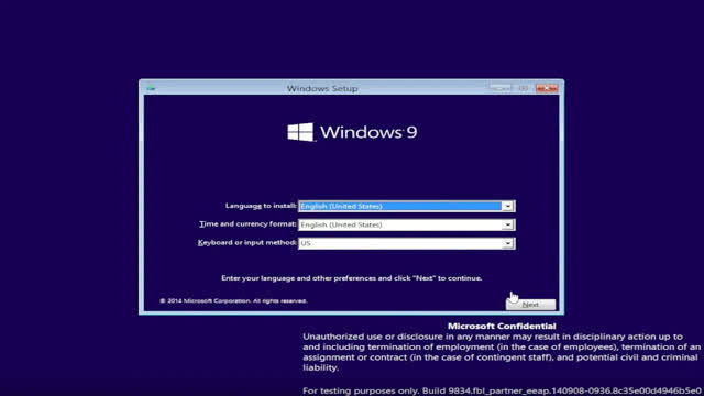 Installing Windows 9