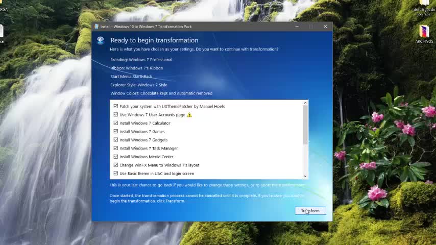 Transforma tu Windows 10 a Windows 7