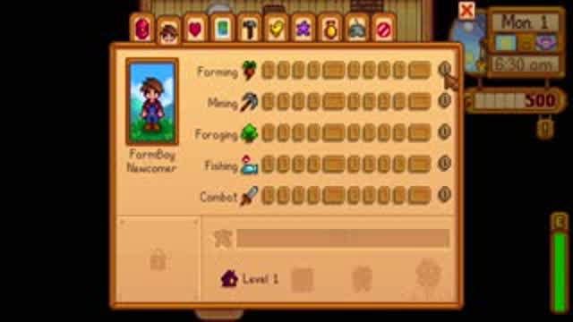 Skills - Stardew Valley Menu Tab #4