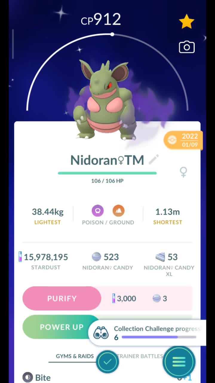 Pokémon GO-Evolving Shiny Shadow Nidorina